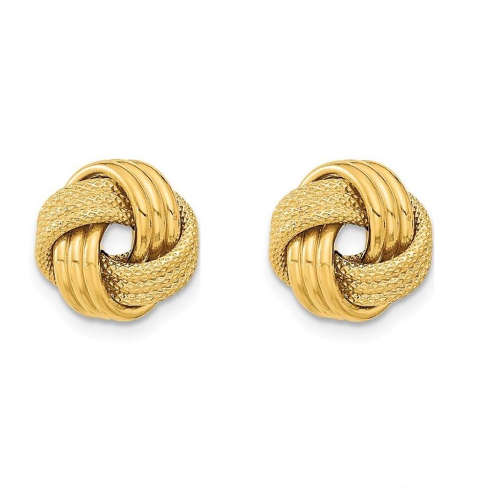Amanda Rose 14K Yellow Gold Love Knot Stud Earrings - Picture 2 of 5